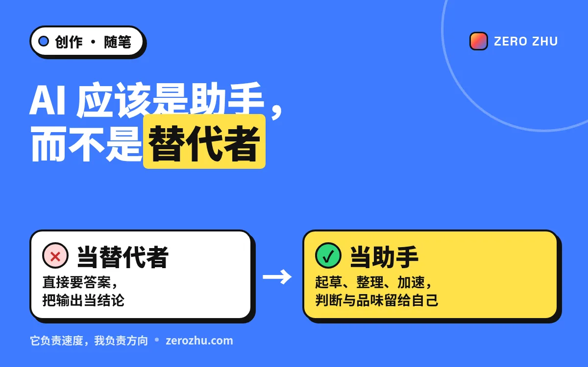 封面：AI 应该是助手，而不是替代者——当助手 vs 当替代者